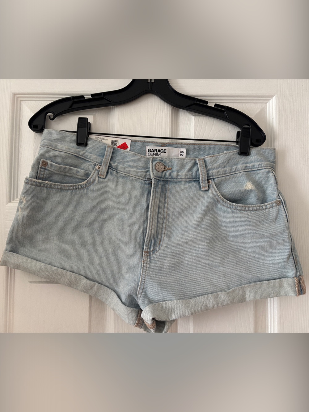 Garage Light Blue Rolled Hem Denim Shorts